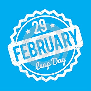 29 February Leap Day rubber stamp white on a blue background.