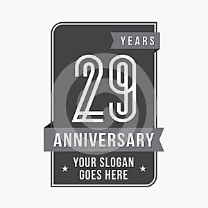 29 years celebrating anniversary design template. 29th logo. Vector and illustration.