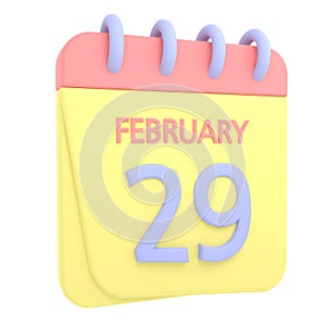 29th February 3D calendar icon
