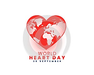 29th september international heart day background with global map design