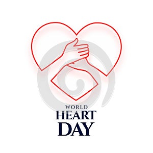 29th september international heart day poster with line art human hand