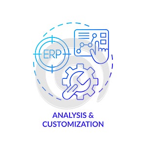 2D analysis and customization line icon concept