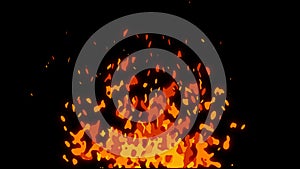 2D animated blazing fire on a transparent background.