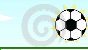 2d animation football field with soccer ball.