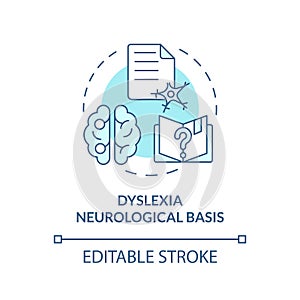 2D blue icon dyslexia neurological basis concept