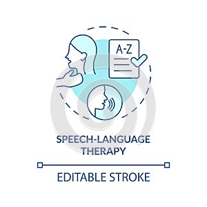 2D blue line icon speech language therapy concept