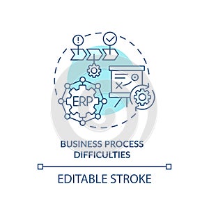 2D business process difficulties blue icon concept