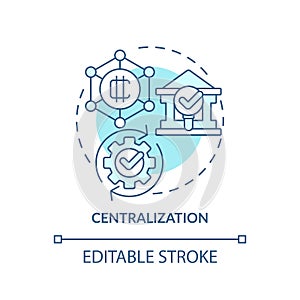 2D centralization blue line icon concept