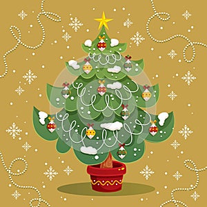 2d christmas tree concept vector design illustration