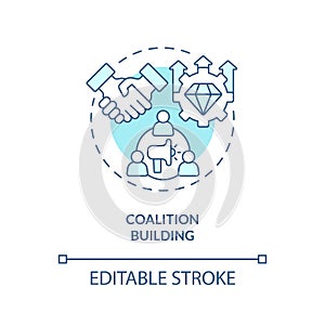 2D coalition building blue icon concept