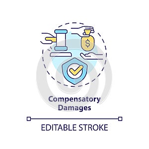 2D customizable compensatory damages line icon concept