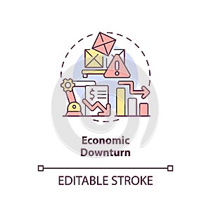 2D customizable economic downturn line icon concept