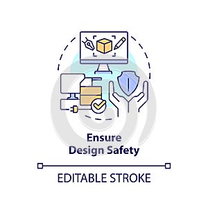 2D customizable ensure design safety line icon concept