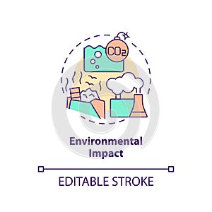 2D customizable environmental impact line icon concept