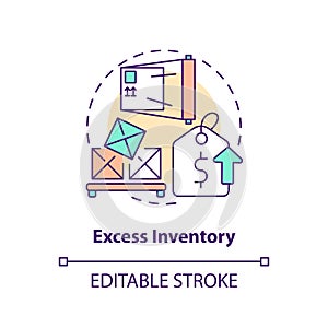 2D customizable excess inventory line icon concept