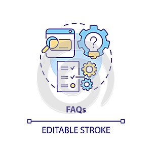 2D customizable FAQs line icon concept