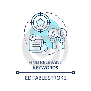 2D customizable find relevant keywords line icon concept