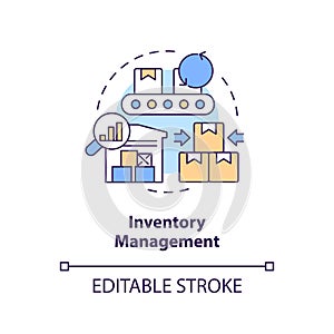 2D customizable inventory management line icon concept