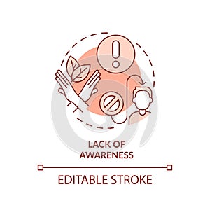 2D customizable lack of awareness line icon concept