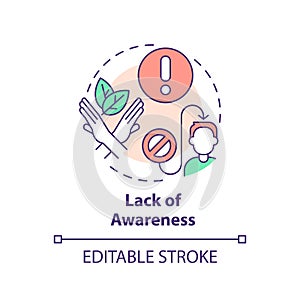 2D customizable lack of awareness line icon concept