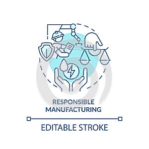 2D customizable line icon responsible manufacturing concept