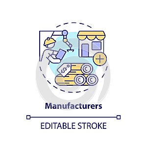 2D customizable manufacturers thin linear icon concept