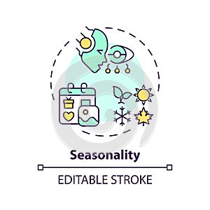 2D customizable seasonality line icon concept
