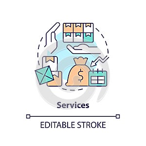 2D customizable services line icon concept