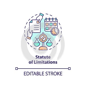 2D customizable statue of limitations line icon concept