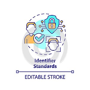 2D customizable thin line icon identifier standards concept