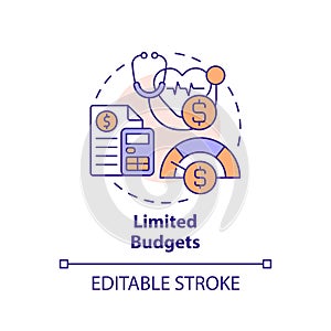 2D customizable thin line icon limited budgets concept