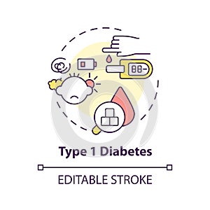2D customizable thin line icon type 1 diabetes concept