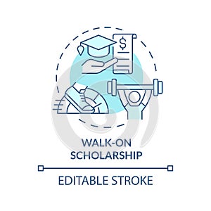 2D customizable walk-on scholarship line icon concept