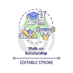 2D customizable walk-on scholarship line icon concept