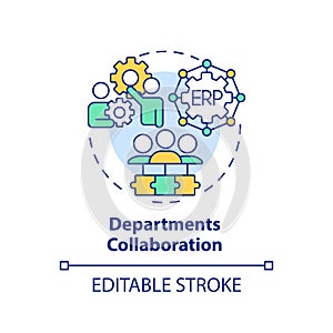 2D department collaborations line icon concept