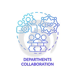 2D department collaborations line icon concept