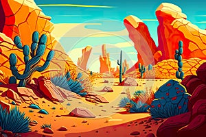 2D desert landscape background environment for a battle arena mobile game