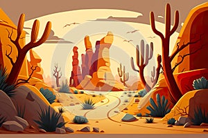 2D desert landscape background environment for a battle arena mobile game