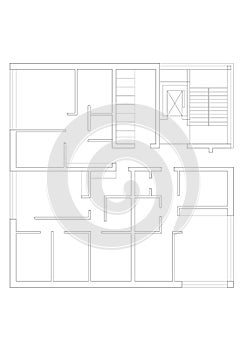 2D drawing - floor plan of the multifamily living house