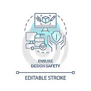 2D ensure design safety blue line icon concept