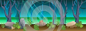 2D Flat Forest Game Background Vector Illustration