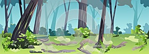 2D Flat Forest Game Background Vector Illustration