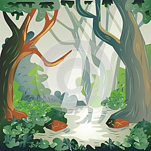 2D Flat Forest Game Background Vector Illustration