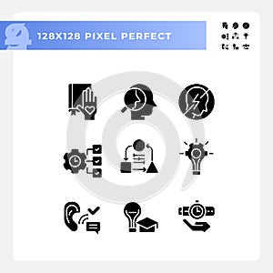 2D glyph style soft skills icons pack