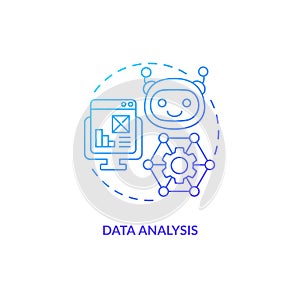 2D gradient data analysis line icon concept