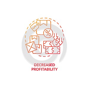 2D gradient decreased profitability line icon concept