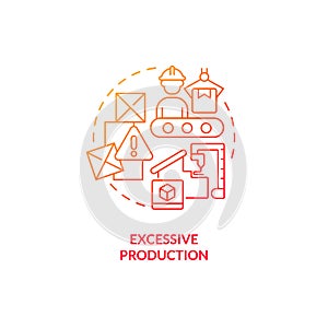 2D gradient excessive production line icon concept