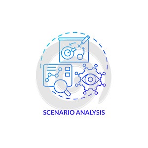 2D gradient scenario analysis line icon concept