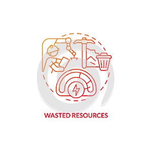 2D gradient wasted resources line icon concept