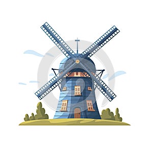 2D illustration of a windmill isolated on a white background.